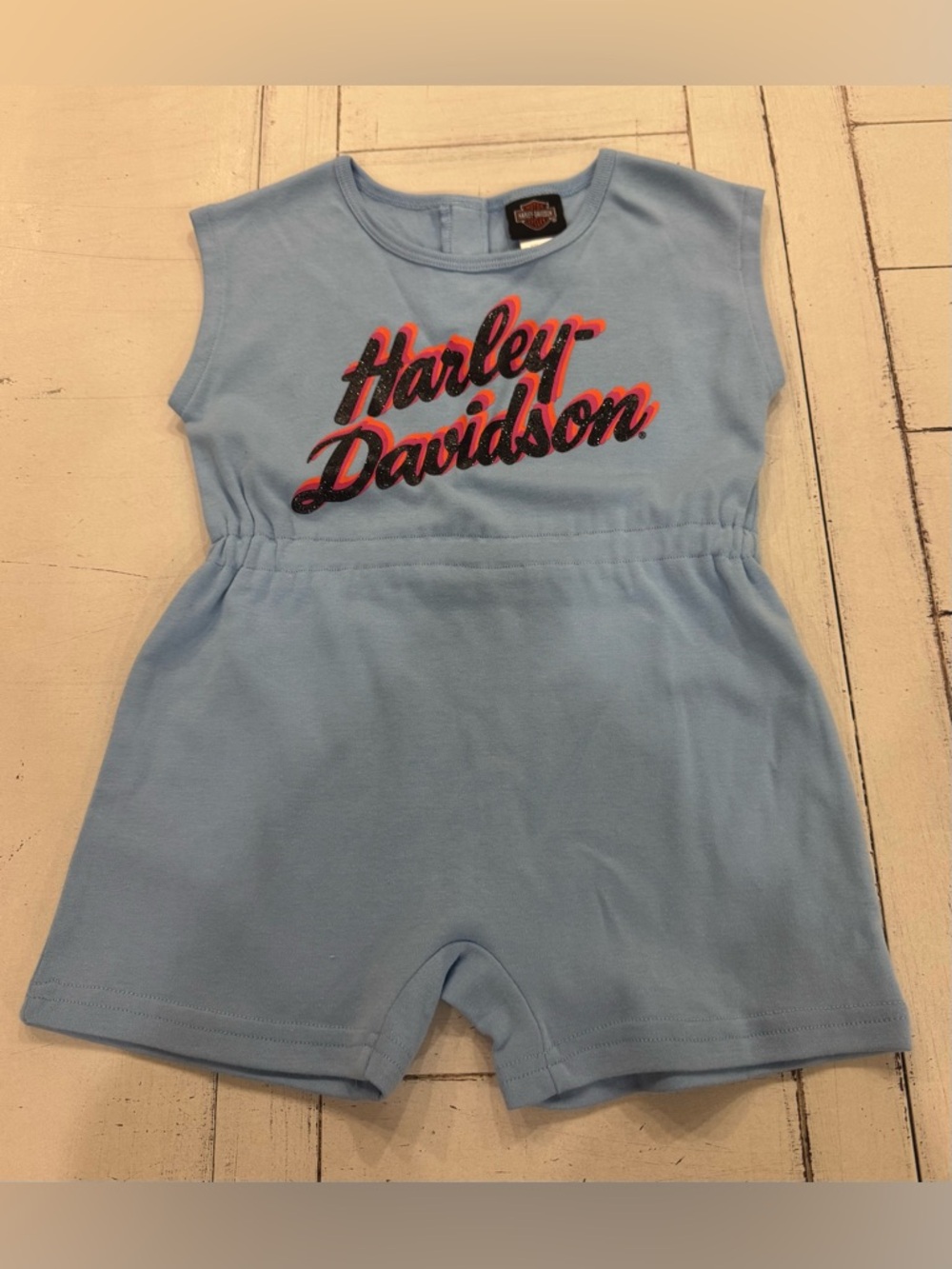 2 Harley-Davidson Rompers, light blue & black